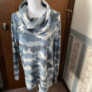 New Directions Camo Cowel Neck Tunic NWT